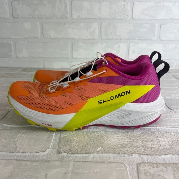 Salomon Sense Ride 5 Women's 7 Trail Running Shoes Orange Pink Birds of Paradise - Picture 6 of 13
